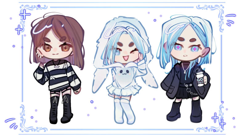 3 chibi full body